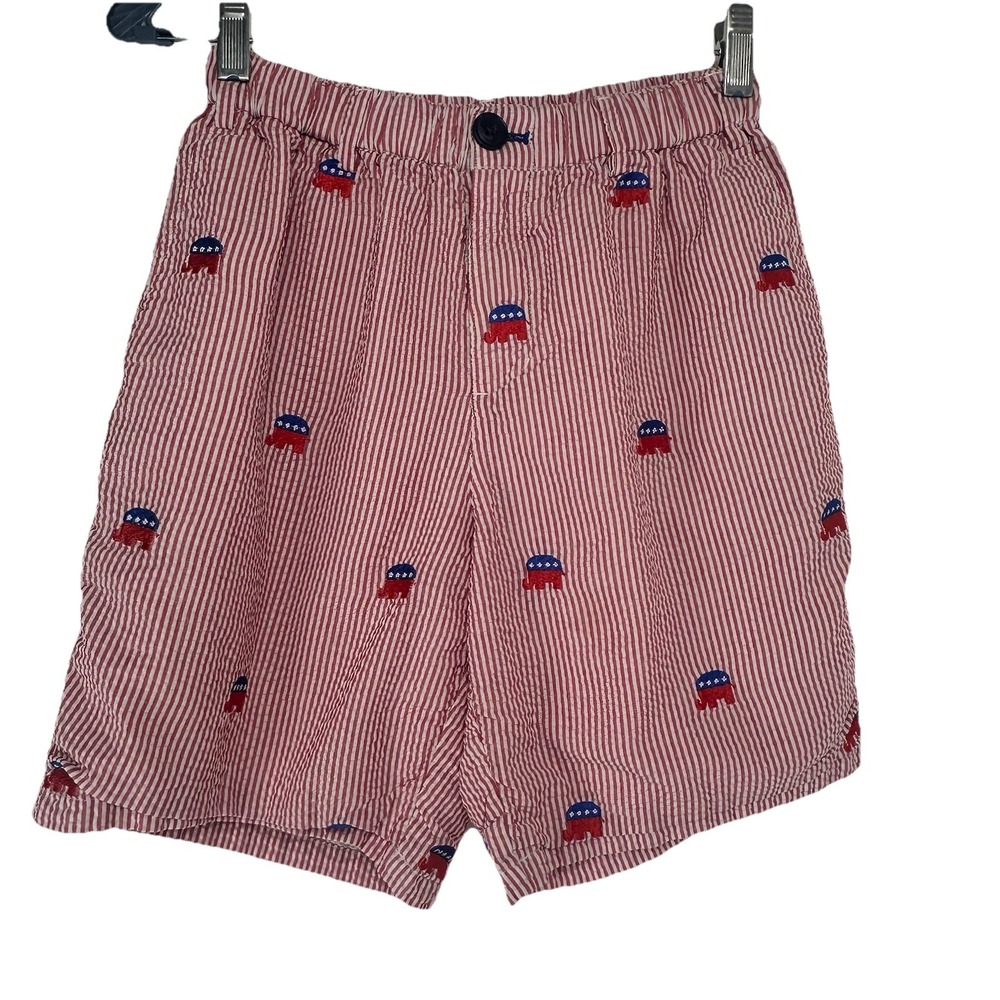 Rufus & Royce American Prep Shorts Size Small Red Striped Gingham‎ Republican